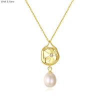 Wholesale Jewellery Vintage Charm European S925 Sterling Silver Pearl Pendant Necklace Korean Freshwater Rice Bead Wedding for lady