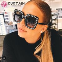 Wholesale Designer Shades Oculos Glasses Eyewear Female Brand Sunglasses Lunette Square Shining Oversized Anti UV Sun Women Hole Flash Hfedq