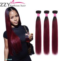 Wholesale Human Hair Bulks ZZY Fashion Brazilian Straight Ombre Non remy Weave Bundles T1B99J Burgundy Black Red