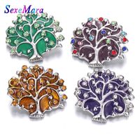 Wholesale Charm Bracelets Snap Jewelry Rhinestone Tree Of Life Buttons Fit mm Bracelet Bangle Necklace For Women