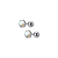 Wholesale double side sterling silver studs coloured glaze azure stone gemstone earrings guangzhou geometry round crystal stud earring ladies fashion jewelry accessory