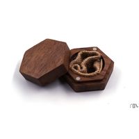 Wholesale Black Walnut Wood Ring Boxes Valentine s Day Gift Wrap DIY Blank Carving Jewelry Box Creative Necklace Earrings Storage Box LLF12684