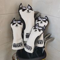 Wholesale PU HUSKY Golf Driver Headcovers With Balls Pocket Animal Club Fairway Woods Hybrid Covers