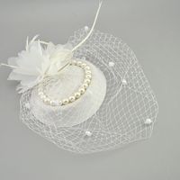 Wholesale Headpieces Vintage Birdcage Net Bridal Hats With Feather Pearl Women Fascinator Face Veils Wedding Accessories