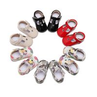 Wholesale Cute Bubble Print Baby Girls Boys shoes Patent Leather Newborn Baby T bar Moccasins Shoes Heart Hollow Soft Sole Toddler