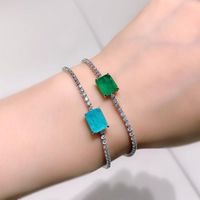 Wholesale Charm Bracelets Paraiba Tourmaline Emerald Gemstone Tennis Chain For Women Blue Green Cuff Bangles Cocktail Party Fine Jewelry