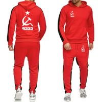Wholesale Spring Autumn Hoodies Unique CCCP Russian USSR Soviet Union Printed Fashion casual Mens pullover Pants Sporting suit