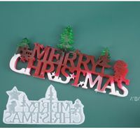 Wholesale silicone mold Merry Christmas letter DIY crystal mould christmas decorations home listing ornaments Xmas gifts Cake Chocolate LLA10855