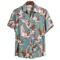 Wholesale 2021 Summer Pure Cotton Mens Hawaiian Shirt Printed Short Sve Big Us Size Hawaii Flower Beach Floral Patterns
