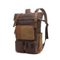 Wholesale Backpack Vintage Canvas For Men Leather Rucksack Knapsack Laptop Tote Satchel School Military Army Shoulder Hiking Bag
