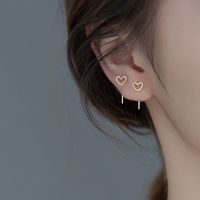 Wholesale China manufacture solid sterling silver gold plated heart stud earrings cute small design lady birthday gifts fashionable plain women jewelry