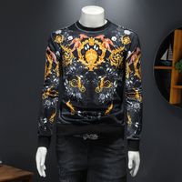Wholesale Gold velvet jacquard bottoming shirt men s autumn new hollow long sleeved t shirt Korean style slim fashion