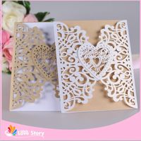 Wholesale Greeting Cards Big Heard Love Sets Laser Cut Heart Shape Wedding Invitation Card Paper Deacoration Party Supplies