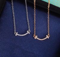 Wholesale S925 silver top quality pendant necklace in smile shape with diamond for women wedding jewelry gift with velet bag PS3766