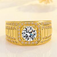 Wholesale Cluster Rings Jewelry Men s K Yellow Gold Plated Square Cut Cubic Zirconia Octagon Ring k Solid Nugget Diamond Mens
