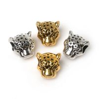 Wholesale hot antique sliver gold color tibetan leo lion leopard head beads spacer bead metal charms for jewelry making