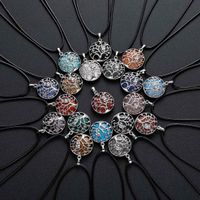 Wholesale Sterling Silver Owl Tree of Life Gemstone Pendant Necklace with Inch Chain Round stones pendants For Women and men