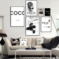 Wholesale Fashion Coco Quotes Poster Print Flower Woman Perfume Wall Art Canvas Painting Modern Trendy Pictures for Living Room Home Decor