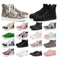 Wholesale mens shoes Luxurys Designers red bottoms high low tops studded spikes fashion suede leather black silver women flat sneaker Party Lovers size