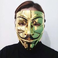Wholesale Other Event Party Supplies Gold Silver V Mask Masquerade Masks For Vendetta Anonymous Valentine Ball Decoration Full Face Halloween Scary