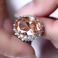 Wholesale Wedding Rings Caoshi Large Champagne Cubic Zirconia Ring for Women Jewelry Luxury Fashion Style Prong Setting High Quality