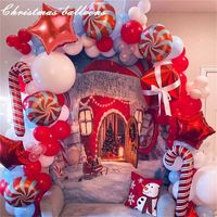 Wholesale 123 piece Xmas Balloon Garland Arch Kit Sets Latex Balloon Merry Christmas Red White Ornament Candy Stick Gift Box Decoration Wedding Birthday Party Favor H115RIP