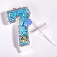 Wholesale Candles pc Blue Shell Glitter Number Happy Birthday Cake Toppers Wedding Digital Cakes Dessert Decoration