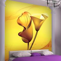 Wholesale Wallpapers D Living Room Sofa TV Backdrop Waterproof Wallpaper Golden Flower Music Symbol Mural Custom Size