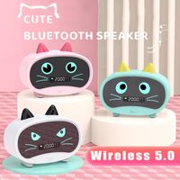 Wholesale Wireless Bluetooth Stereo Speaker Digital Alarm Clock FM Radio Speakers Portable With USB Charging Cat Ears Speakers