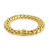Wholesale Hip Hop Jewelry Miami Cuban Link Bracelet k k Gold Vacuum Plated Stainls Steel Curb Bracelet