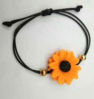 Wholesale 30pcs Sunflower Charm Bracelet for Friendship Couples Sister Volcanic Bangles Women Lucky Jewelry Gifts