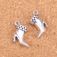 Wholesale 75pcs Antique Silver Plated Bronze Plated high heeled shoes boots Charms Pendant DIY Necklace Bracelet Bangle Findings mm