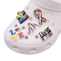 Wholesale Autism Awareness Puzzle Croc Charms for Shoe Decorations Accessories Pvc Clog Wirstband Bracelets Charm Buttons Gift for Kids Boy Girls Adults Men Women