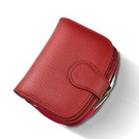 Wholesale Wallets Beth Cat Short Wallet Women s Purse Small Genuine Leather Portefeuille Female Clutch Coin Cow Red Wine