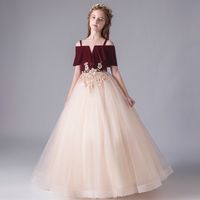Wholesale Children s Evening Dress New Little Host s Birthday Party Puffy Dress Piano One shoulder Performance Dress