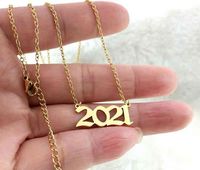 Wholesale birth year number alphabet gold plated letter custom name initial jewelry necklace pendant personalized stainls steel necklace
