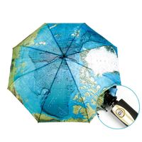 Wholesale Creative Full Automatic Three fold Blue Map Umbrella Rain Woman Personality Folding Ultra light Sun Travel Man Anti UV Umbrella