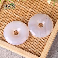 Wholesale 40 mm donuts agates charms pendant bead natural chalcedony circle round peace buckle for diy jewelry bracelets necklace