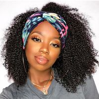 Wholesale Glueless Afro Kinky Curly Silk Headband Wig Human Hair for Black Women Brazilian Half Wigs Natural Color