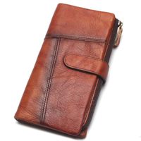Wholesale Wallets Original Handmade Wallet Retro First Layer Leather Color Long Zipper Stitching Female Men s Handbag