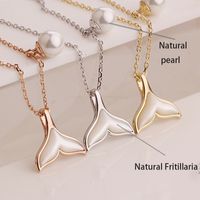 Wholesale Sterling Silver Neck Chain Vintage Jewelry Crystal Necklace Sets For Women Fishtail Natural White Fritillaria Pearl Pendants Q0531
