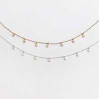 Wholesale Star Choker Necklaces jewelry Disc Coin Pendant Handmade Simple K Gold Plated Silver Delicate Dainty Stars and Bead Chain Chokers