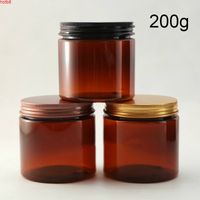 Wholesale 200g Brown Plastic Bottle Empty Cosmetic Jar Facial Cream Body Lotion Mask Tea Candy Coffee Sugar Container Refillable Ozgood qty