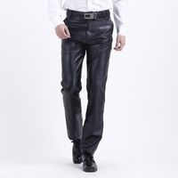 Wholesale Big Size Summer Mens Business Slim Fit Stretchy Black Faux Leather Pants Male Elastic Tight Trousers PU Pencil Men s