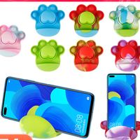 Wholesale Rainbow Pioneer Mobile Phone Bracket Push Poppers Bubbles Silicone Toys Tie Dye Lovely Cat pad Shape Children s Puzzle Decompression Toy Gifts GT8RA06