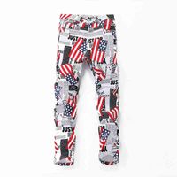 Wholesale Men s Jeans Fashion Casual Slim Hip Hop for Men Pencil Pants Cool American Flag Letter White Print Plus Size