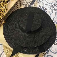 Wholesale Handmade Black Natural Straw Hat for Men Women Bandage Ribbon Tie Wide Brim Sun Derby Protection Summer Beach