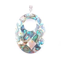 Wholesale WOJIAER Natural Abalone Shell Pearl Pendants Necklaces Drilling Hole Egg shaped Reiki Gem Stone Bead Women Girls Jewelry N3365