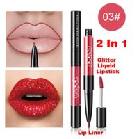 Wholesale Evpct in1 Glitter Flip Lip Gloss Lip Liner Double end Lasting Lipliner Waterproof Lip Liner Stick Pencil Colors
