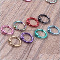 Wholesale Nipple Rings Body Jewelry Op Mix Color G Titanium Anodized Captive Bead Ring Eyebrow Labret Lip Nose Piercing Q2 Drop D